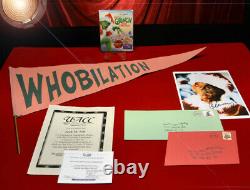 1 Left! GRINCH Jim Carrey Prop WHO FLAG & MAIL, SIGNED PP Pic, Blu DVD, UACC COA