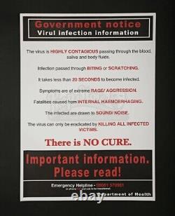 28 Days Later Original Screen Used Virus Warning Poster Prop Shaun Of The Dead