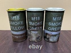 3 RARE M18 Smoke Lot INERT Military Demo Training / Visual Aid / Movie Prop