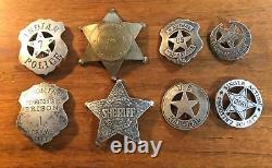 8 Obsolete 1930s Movie Prop Badges Prison Lincoln Marshal Tombstone Cochise SASS