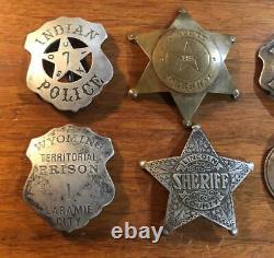 8 Obsolete 1930s Movie Prop Badges Prison Lincoln Marshal Tombstone Cochise SASS