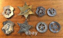 8 Obsolete 1930s Movie Prop Badges Prison Lincoln Marshal Tombstone Cochise SASS