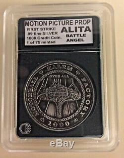Alita Battle Angel silver coin aged for movie prop COA 1000 credit 1 of 75