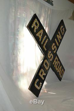 Antique Cast Iron metal Railroad Crossing sign Glass Cats eye Marbles Movie prop