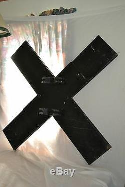 Antique Cast Iron metal Railroad Crossing sign Glass Cats eye Marbles Movie prop