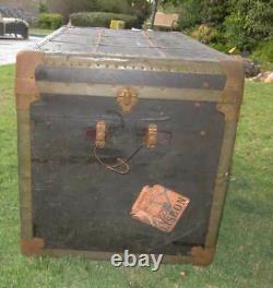Antique Flat Top Steamer Trunk Vintage Treasure, Storage, Toy, Chest, Movie Prop