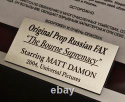 BOURNE SUPREMACY Real Screen-Used PROP Russian FAX, MATT DAMON, COA, DVD, Frame