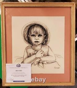 Big Eyes Movie Prop Framed Screen Used Sketch Margaret Keane Ulbrich 15x17 LOA