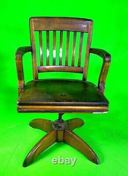 Chair Real Wood Antique Swivel Desk Adjustable Height Tilt Patina Screen Used