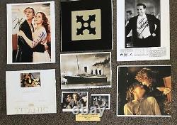 DI CAPRIO WINSLET ZANE Autographed Photos 8x10 Titanic + Original Prop Tile COA