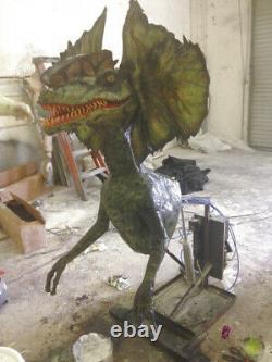 Dinosaur Sculpture, Movie Prop quality Dilophosaurus with stand 1st two pictures