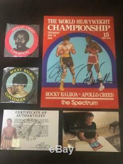 Dual Weathers & Sylvester Stallone Autographed Rocky Program Movie Used 1976 COA