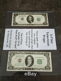 Extremely Rare! The X Files S05 $1 & $5 Notes Original Screen Used Movie Props