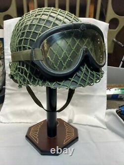 Fury Movie Prop US ARMY M1 COMBAT HELMET + Netting + LINER + M-1944 Goggles