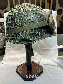 Fury Movie Prop US ARMY M1 COMBAT HELMET + Netting + LINER + M-1944 Goggles