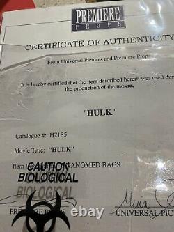 HULK (2003) Screen-Used Movie Prop NANOMED BAGS +Universal Pictures COA Avengers