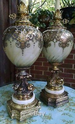 Hollywood Regency Gold Gilt Bubble Table Lamps Mid Century Movie Prop Koi Fish