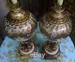 Hollywood Regency Gold Gilt Bubble Table Lamps Mid Century Movie Prop Koi Fish