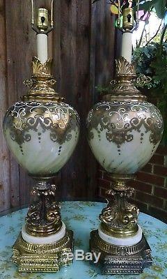 Hollywood Regency Gold Gilt Bubble Table Lamps Mid Century Movie Prop Koi Fish