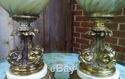 Hollywood Regency Gold Gilt Bubble Table Lamps Mid Century Movie Prop Koi Fish