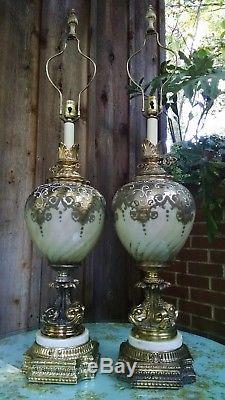 Hollywood Regency Gold Gilt Bubble Table Lamps Mid Century Movie Prop Koi Fish