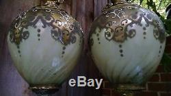 Hollywood Regency Gold Gilt Bubble Table Lamps Mid Century Movie Prop Koi Fish