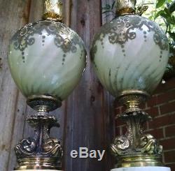 Hollywood Regency Gold Gilt Bubble Table Lamps Mid Century Movie Prop Koi Fish