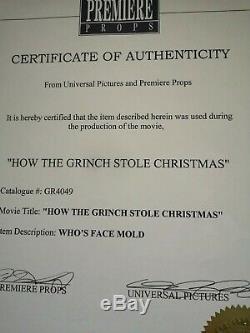 How The Grinch Stole Christmas David Constabile Who Face Mold Movie Prop, COA