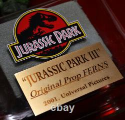 JURASSIC PARK Screen-Used Prop FERNS in VASE, Plaque, Logo, COA, DVD Blu Trilogy
