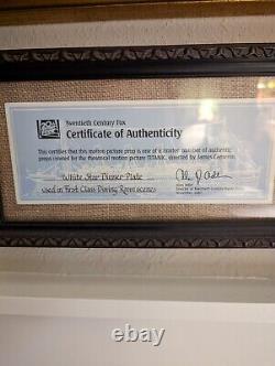 J. Peterman Framed Movie Prop Titanic 1st Class Plate With Certificate Of Auth