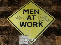 Men At Work Rare Prop Metal Traffic Signed Charlie Sheen Emilio Estevez Movie