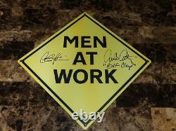 Men At Work Rare Prop Metal Traffic Signed Charlie Sheen Emilio Estevez Movie