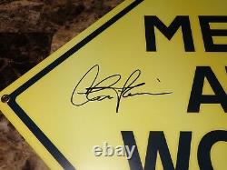 Men At Work Rare Prop Metal Traffic Signed Charlie Sheen Emilio Estevez Movie