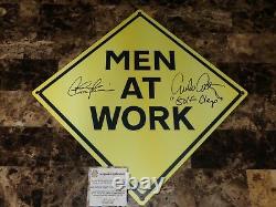 Men At Work Rare Prop Metal Traffic Signed Charlie Sheen Emilio Estevez Movie