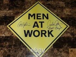 Men At Work Rare Prop Metal Traffic Signed Charlie Sheen Emilio Estevez Movie