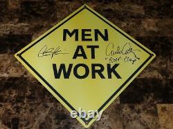 Men At Work Rare Prop Metal Traffic Signed Charlie Sheen Emilio Estevez Movie