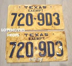 No Country for Old Men Screen Used Texas License Plates Movie Prop Javier Bardem