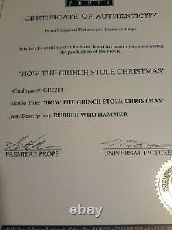 Original Movie Prop How The Grinch Stole Xmas Rubber Who Hammer GR-3211 & COA