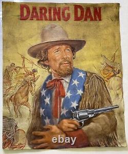 Original Painting DARING DAN Movie Poster Prop Novel Carnival 1970s western art