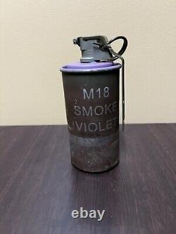 RARE M18 M83 Smoke Grenade Violet INERT Military Demo Training /Aid Movie Prop