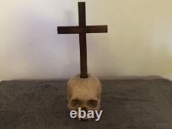 Rick Baker Cinovation Studios skull prop with cross horror halloween rare COA