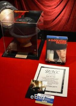 Signed MALCOLM McDOWELL CLOCKWORK ORANGE Autograph HAT, DVD, Radtke COA, UACC