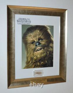 Signed PETER MAYHEW Autograph Frame, Prop CHEWBACCA Hair, STAR WARS Blu DVD, COA