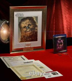 Signed PETER MAYHEW Autograph Frame, Prop CHEWBACCA Hair, STAR WARS Blu DVD, COA