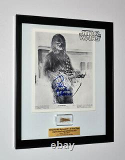 Signed PETER MAYHEW Autograph Frame, Prop CHEWBACCA Hair, STAR WARS Blu DVD, COA