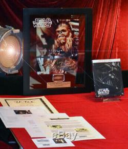 Signed PETER MAYHEW Autograph Frame, Prop CHEWBACCA Hair, STAR WARS Blu DVD, COA