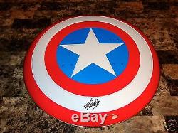 Stan Lee Signed Deluxe Marvel Full Size Prop Metal Shield Captain America + COA