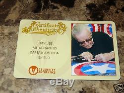 Stan Lee Signed Deluxe Marvel Full Size Prop Metal Shield Captain America + COA