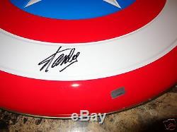 Stan Lee Signed Deluxe Marvel Full Size Prop Metal Shield Captain America + COA