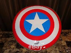 Stan Lee Signed Deluxe Marvel Full Size Prop Metal Shield Captain America + COA